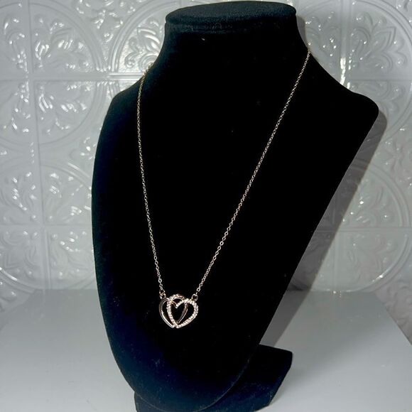 Swarovski Crystal Rose Gold Double Heart - Picture 2 of 2